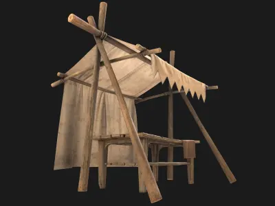 Market stall Low-poly 3D model