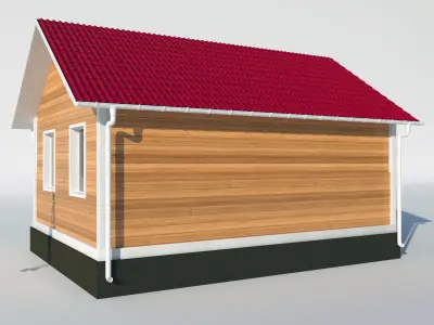 house wooden with roof 3D model