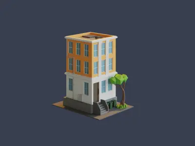 Cartoon Buildings Low-poly 3D model