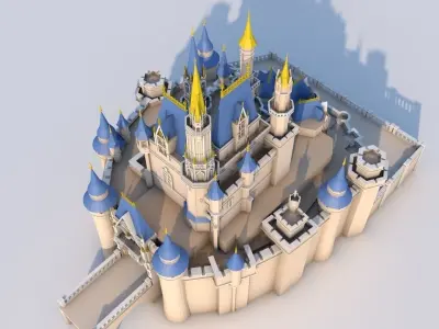 Low Poly Cinderella Disney Castle Landmark Low-poly 3D model