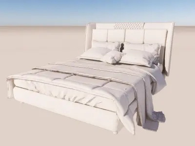 Classic bed  Low-poly 3D model