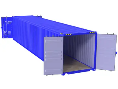 Two-door blue transport 40ft container  3D model