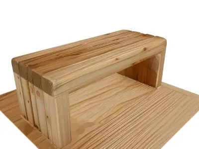 Simple Wooden Bench 3D Model Low-poly 3D model