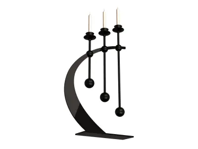 Candlesticks three metal candle holders Low-poly 3D model