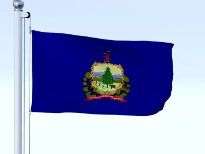 Animated Vermont Flag Low-poly 3D model