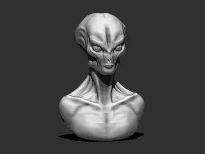 Alien Bust 7 - Detailed Humanoid 3D Print Model 3D print model