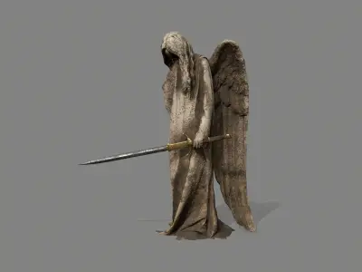 Angel statue of holding sword Low-poly 3D model buy