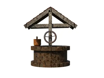 3D low poly old well Low-poly 3D model