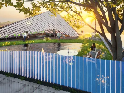 pavilion couple at table Free low-poly 3D model