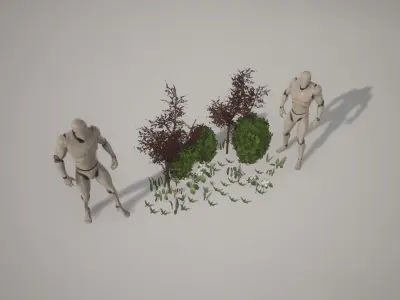 Stylized Foliage Pack - UE4 preview images Low-poly 3D model