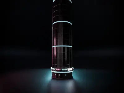 CYBERPUNK BUILDING FUTURISTIC 09 Low-poly 3D model