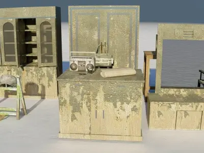 Village Furnitures Low-poly 3D model