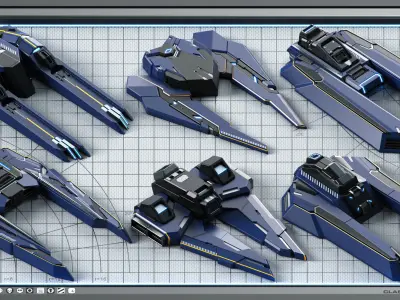 Sci-Fi Hard Surface SPACESHIP KITBASH 350 DETAILS 3D model