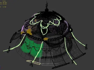 Yurt-tent-red style 01 3D model