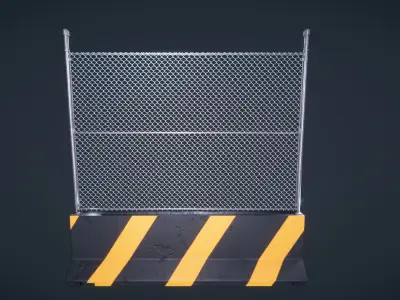 Jersey Concrete Barrier with fence Low-poly 3D model