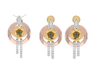 Women Pendant Earring Sets 3dm STL OBJ FBX Renders Details 3D print model 27