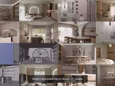 Modern Apartment Interior Bundle  3D Model Pack