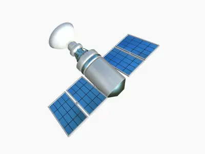 Satellite D03 White Blue - SciFi Space Design Low-poly 3D model