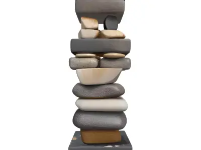 Stacked Stones Cairn 3D Model Low-poly 3D model
