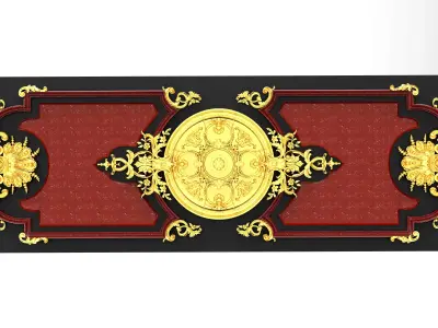 door 1 gold rug with ornate design 3D model