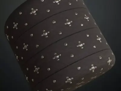 Dark Wood Silver Clover Studs PBR Seamless Texture