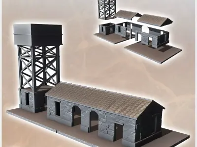 Desert railway station with guard post El-Alamein Egypt 27 - Can 3D print model