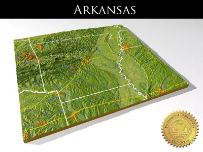Arkansas High resolution 3D relief maps 3D model