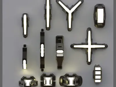 Sci-Fi Kitbash design set 3D Model Pack