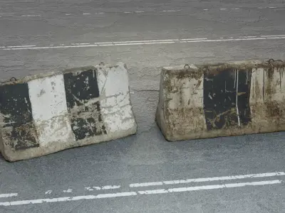 Concrete road barrier Low Poly - Game Ready Low-poly 3D model