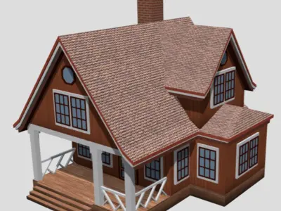 American Style Cottage - Town House Model Low-poly 3D model