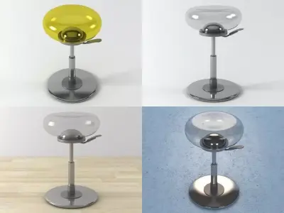 M four different colored chairs 3D model