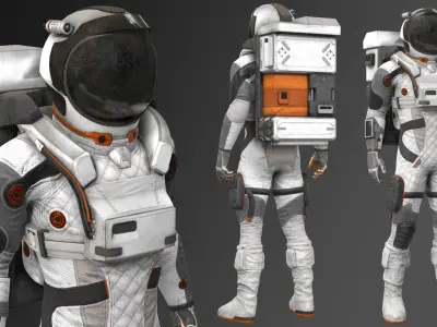 MX02 Male Space Suit Low-poly 3D model