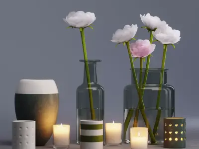 flowers decor set 3D model