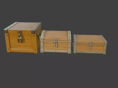 Wooden chests FREE Free low-poly 3D model