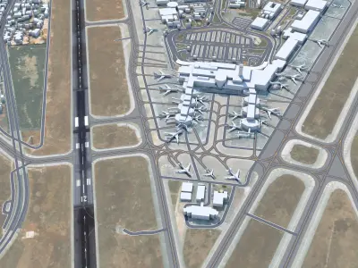 Beirut Rafic Hariri Airport 10km Low-poly 3D model