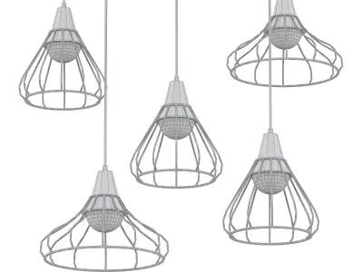 GRID4 modern cage pendant lights for living room 3D model