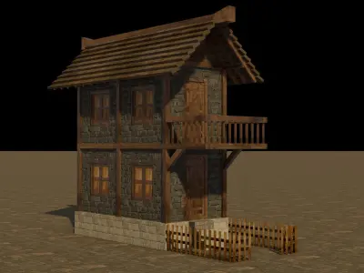 Complete Low Poly Medieval House Pack for 3D Games and Projects Low-poly 3D model