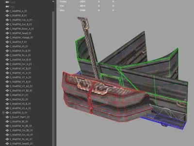 sci fi walls - modular  Low-poly 3D model