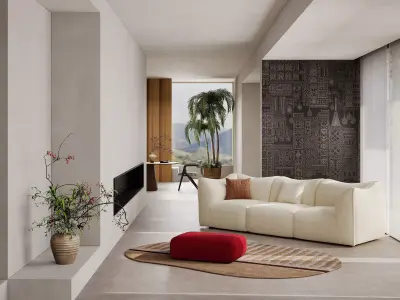 Pixels and Flowers living room interior scene 3D model