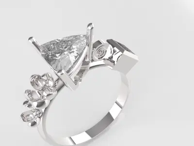 Nar109 amethyst and diamond ring 3D print model