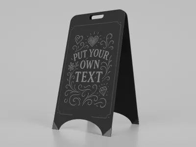 Customizable Black Modern A-Frame Chalkboard Sign Low-poly 3D model