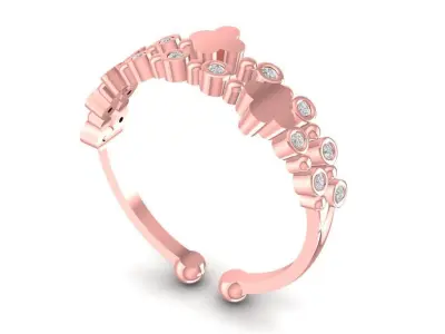 Elegant Open Heart Diamond Womens Ring 3D Jewelry Model  1546 3D print model