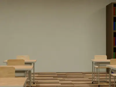 Japanese classroom Low-poly 3D model