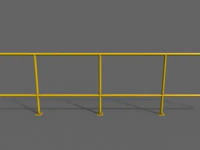 PBR Pedestrian Guard Rail Yellow V5 Low-poly 3D model