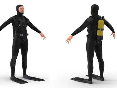  Scuba Diver and Fish Rigged Collection 