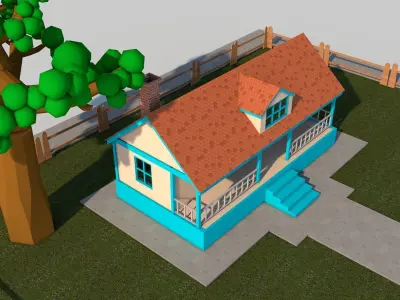 Cartoon House Low-poly 3D model