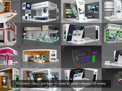 10 Exhibition Stand Stall Booth 3D model 3D Model Collection 3D Model Pack