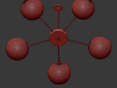 Copper Light Chandelier 5 3D model