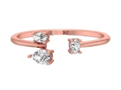 Three Stone Light Weight Band Ring 3D print model get
