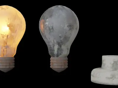 Old Light Bulb with Holder Low-poly 3D model